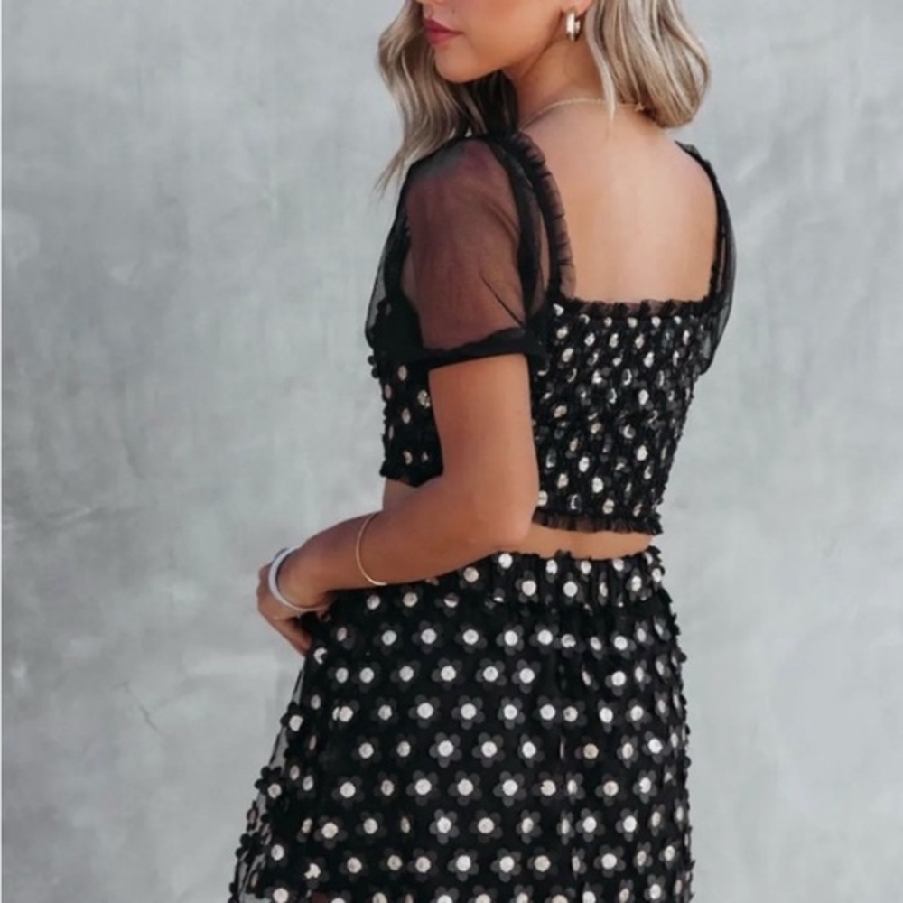 Storia Black Sheer Floral‎ Dot Ensemble XL